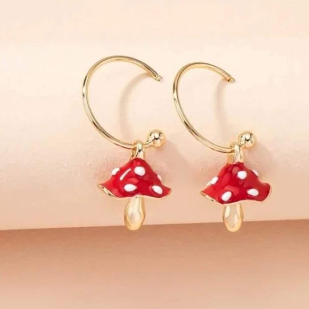 ⭐️❤️ FREE Mushroom Plants Floral Boho Peasant Hipster Hippie Pop Deco Earrings